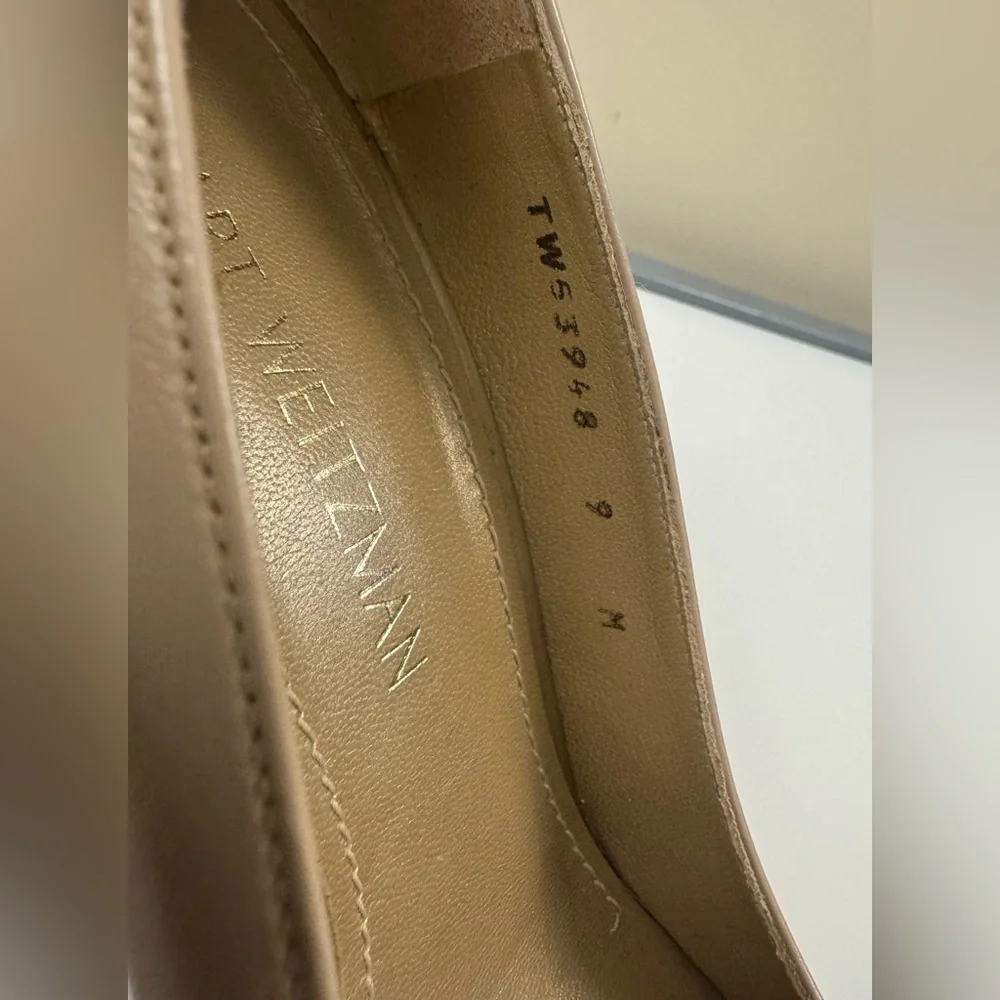 Stuart Weitzman Power 85 Leather Pumps in Adobe